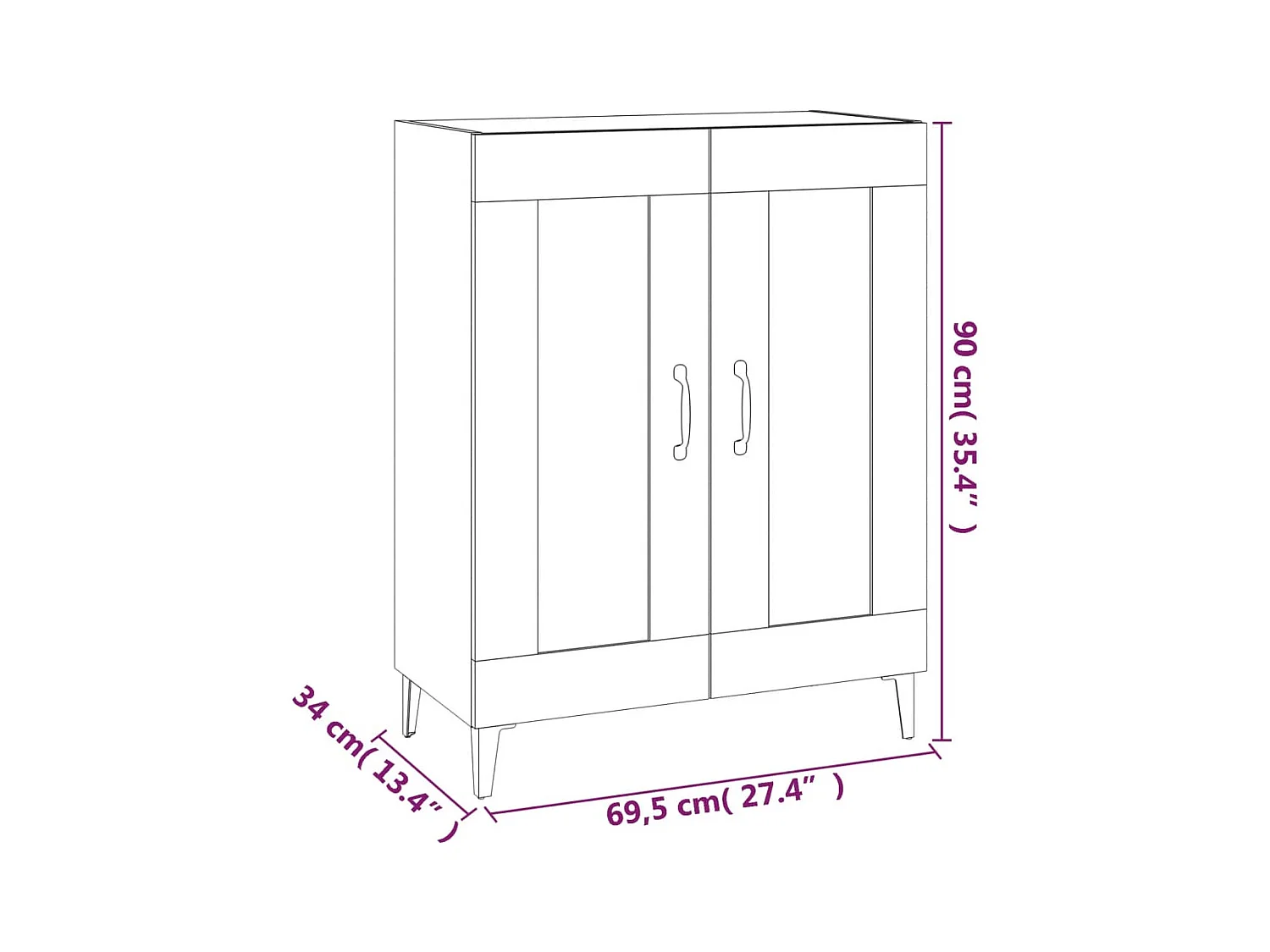 Credenza cassettiera cassettiera mobile contenitore organizer cucina soggiorno soggiorno 69,5 x 34 x 90 cm derivati ​​del legno grigio 02_0032042