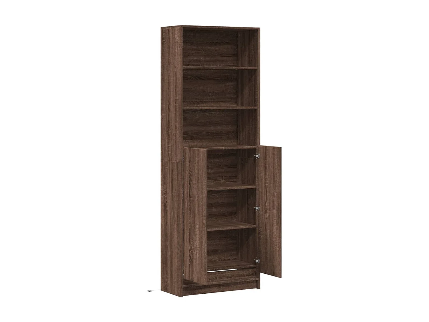 Aparador buffet cómoda armario mueble organizador cocina salón salón alto con LED 69 x 32,5 x 200 cm madera contrachapada marrón 02_0032220