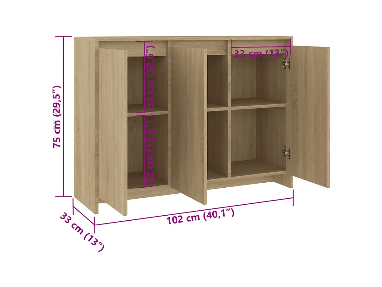 bahut commode armoire bois beige 102 x 33 x 75 cm 02_0031479