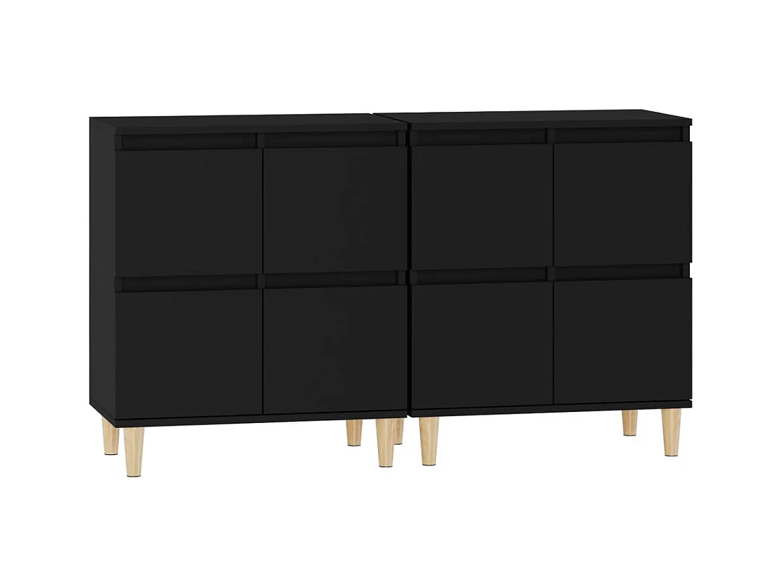 Credenza buffet cassettiera mobile contenitore organizer cucina soggiorno soggiorni set da 2 60 x 35 x 70 cm legno composito nero 02_0036922
