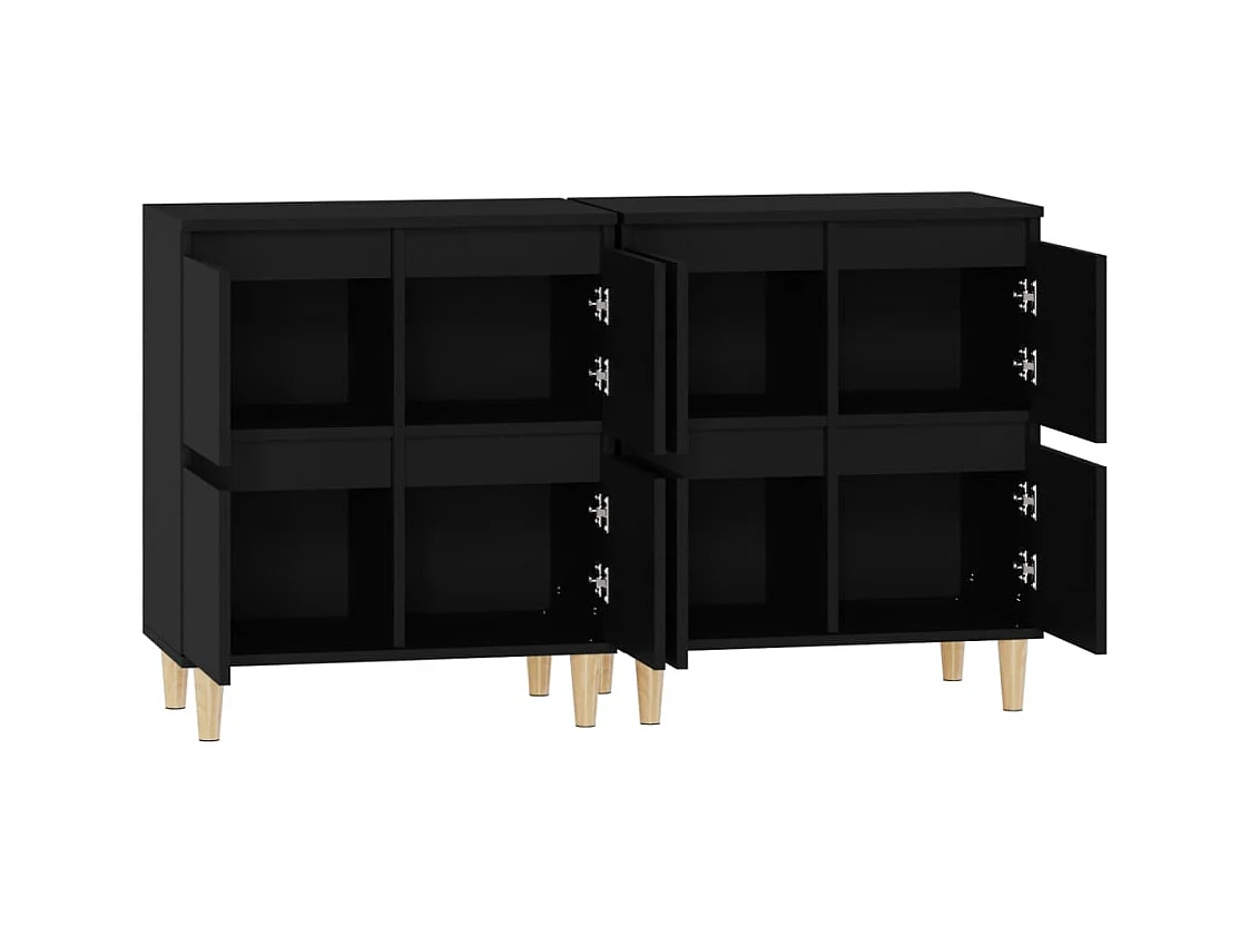 Credenza buffet cassettiera mobile contenitore organizer cucina soggiorno soggiorni set da 2 60 x 35 x 70 cm legno composito nero 02_0036922