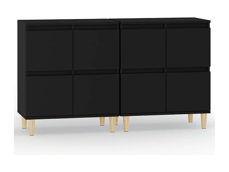 Aparador buffet cómoda armario mueble organizador cocina salón salón juego de 2 60 x 35 x 70 cm madera contrachapada negra 02_0036922