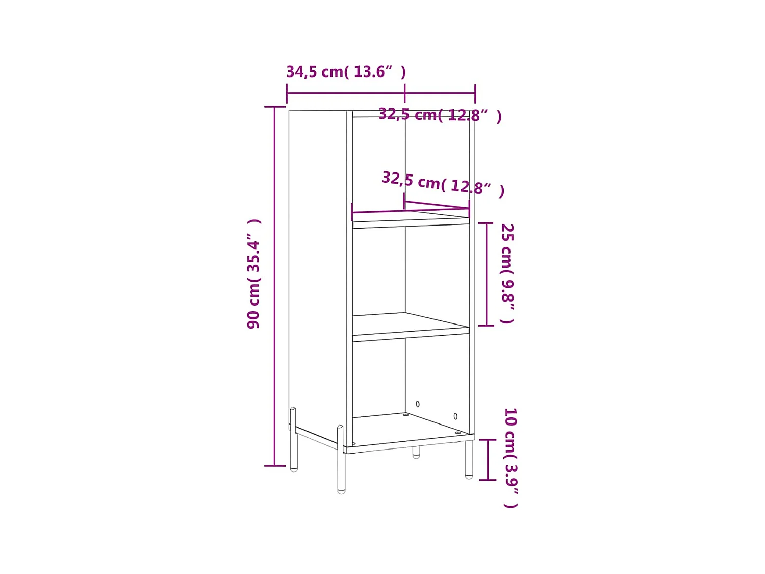 bahut commode armoire bois blanche 34.5 x 32.5 x 90 cm 02_0030230