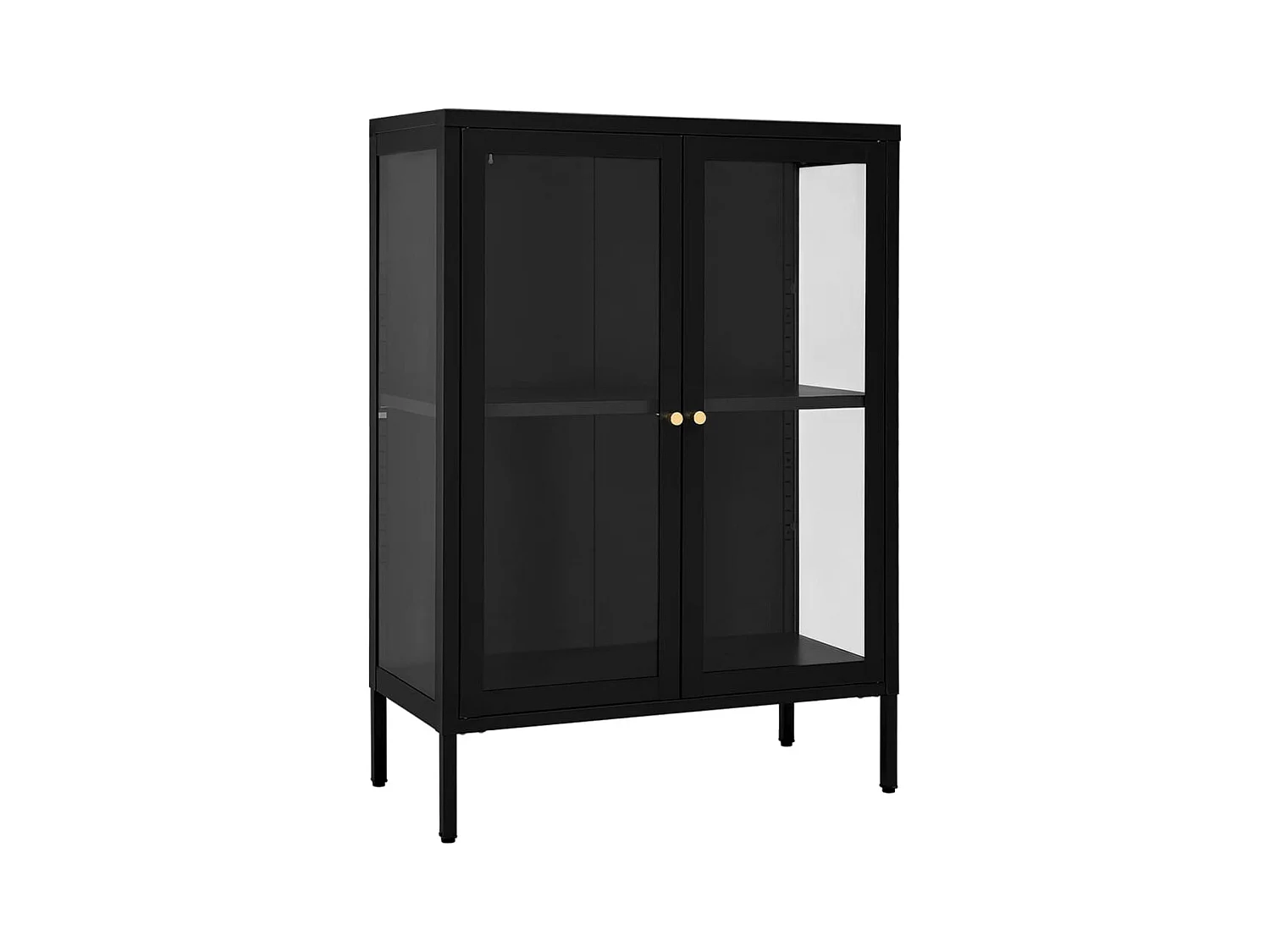 Aparador buffet cômoda armário organizador cozinha sala sala 75 x 35 x 105 cm aço e vidro preto 02_0036120