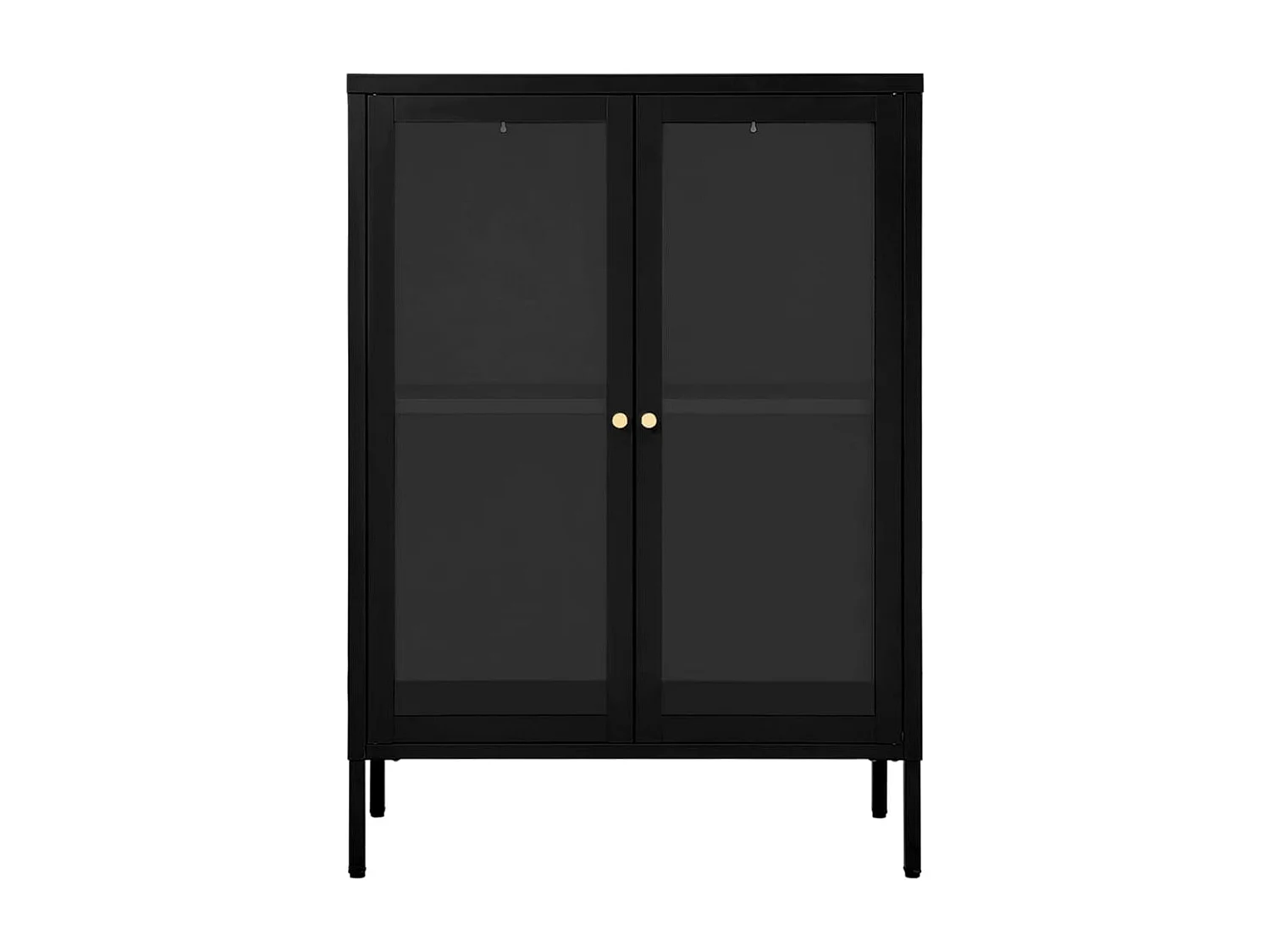 Aparador buffet cómoda armario mueble organizador cocina salón salón 75 x 35 x 105 cm acero y cristal negro 02_0036120