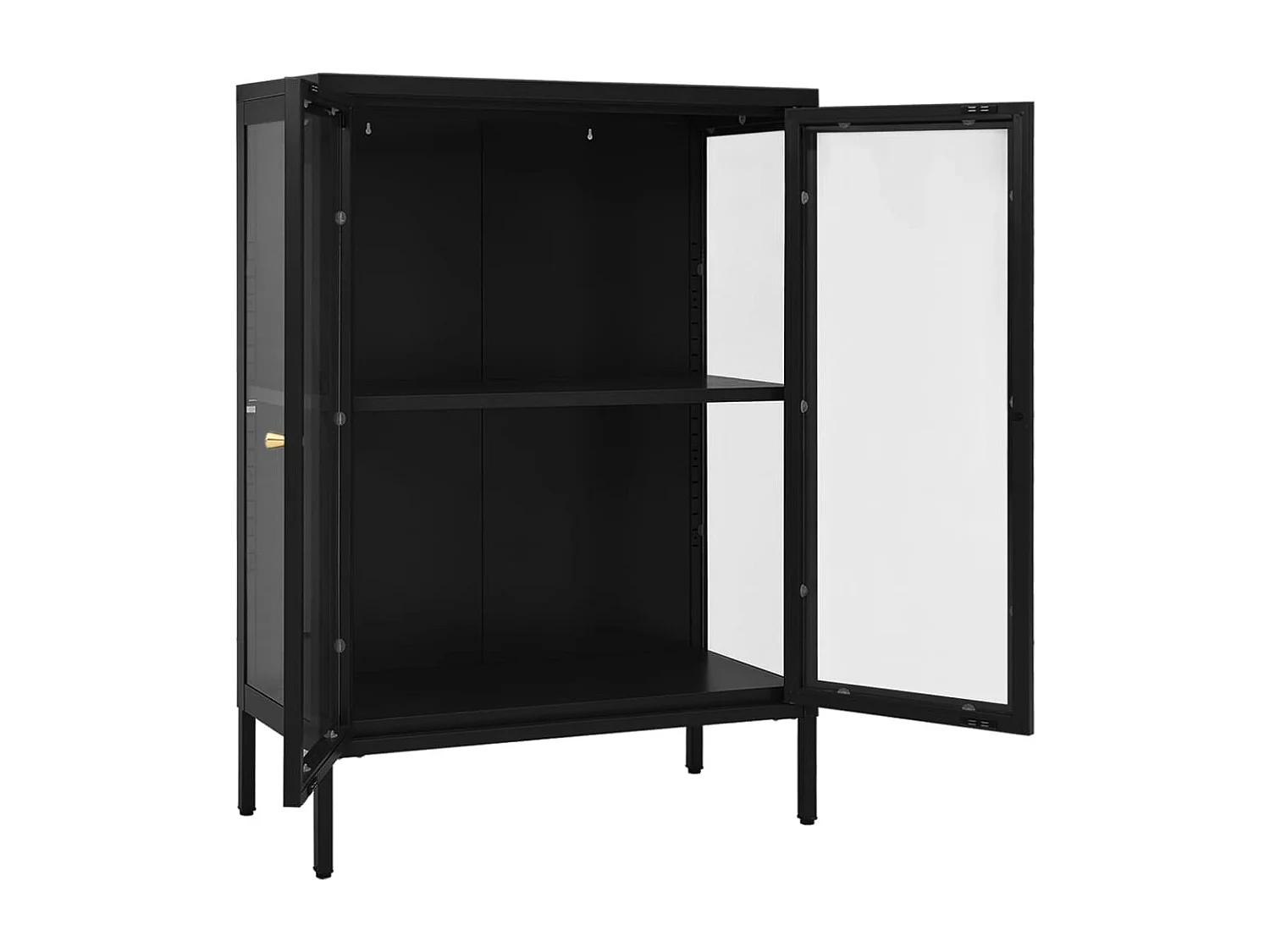 Aparador buffet cómoda armario mueble organizador cocina salón salón 75 x 35 x 105 cm acero y cristal negro 02_0036120