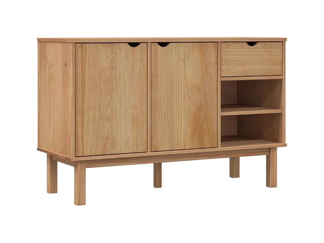 Credenza cassettiera cassettiera mobile contenitore organizer cucina soggiorno soggiorno 114 x 43 x 73,5 cm legno di pino massiccio marrone 02_0036184