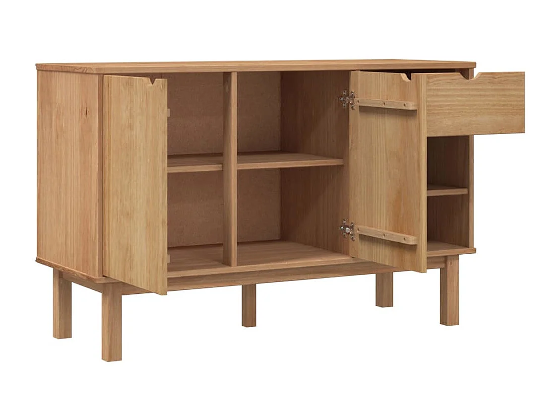 Aparador buffet cômoda armário organizador cozinha sala sala 114 x 43 x 73,5 cm madeira maciça de pinho marrom 02_0036184