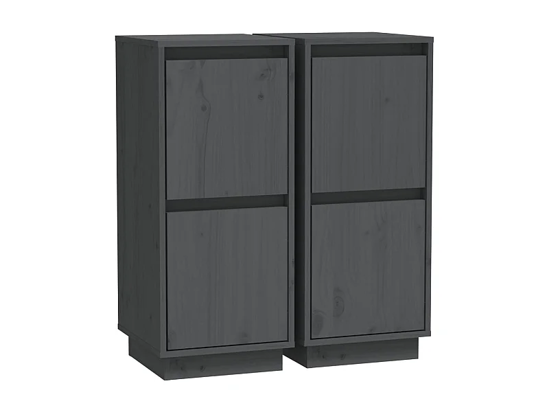 Credenza buffet cassettiera mobile contenitore organizer cucina soggiorno soggiorno set da 2 31,5 x 34 x 75 cm legno massello di pino grigio 02_0036835
