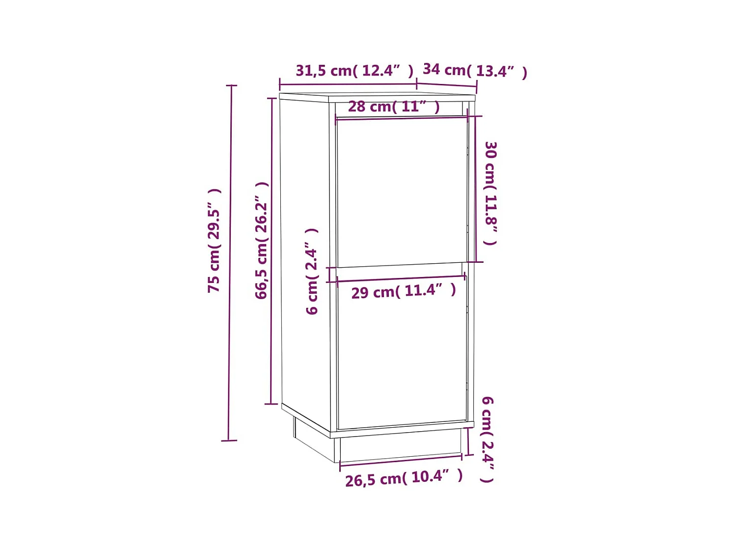bahut commode armoire bois marron 31.5 x 34 x 75 cm 02_0036835