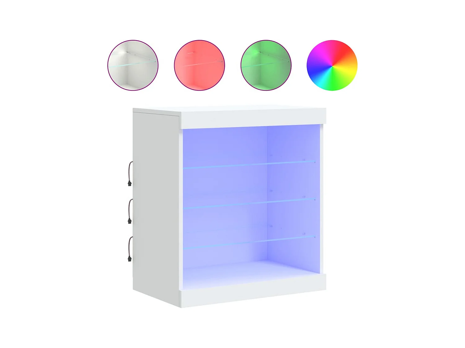 Credenza cassettiera cassettiera mobile contenitore organizer cucina soggiorno soggiorno con luci a LED 60,5 x 37 x 67 cm bianco 02_0029856