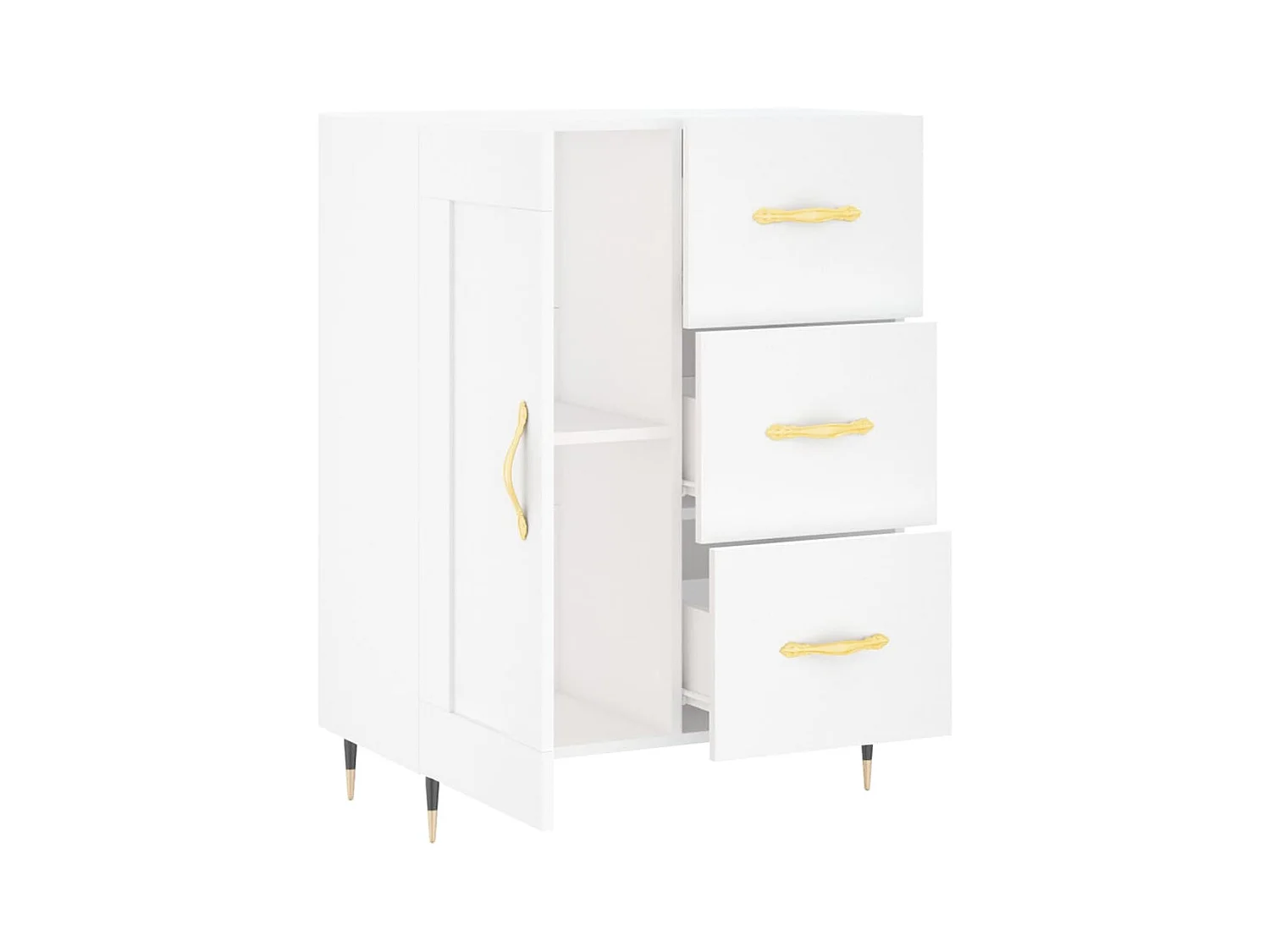 Aparador buffet cómoda mueble mueble de almacenamiento organizador cocina salón salón 69,5 x 34 x 90 cm madera contrachapada blanco 02_0030438