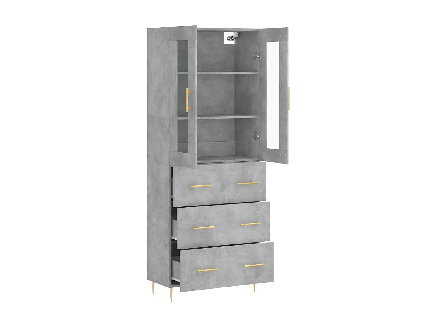 Credenza cassettiera cassettiera mobile contenitore organizer cucina soggiorno soggiorno alto 69,5 x 34 x 180 cm derivati ​​del legno grigio 02_0034628