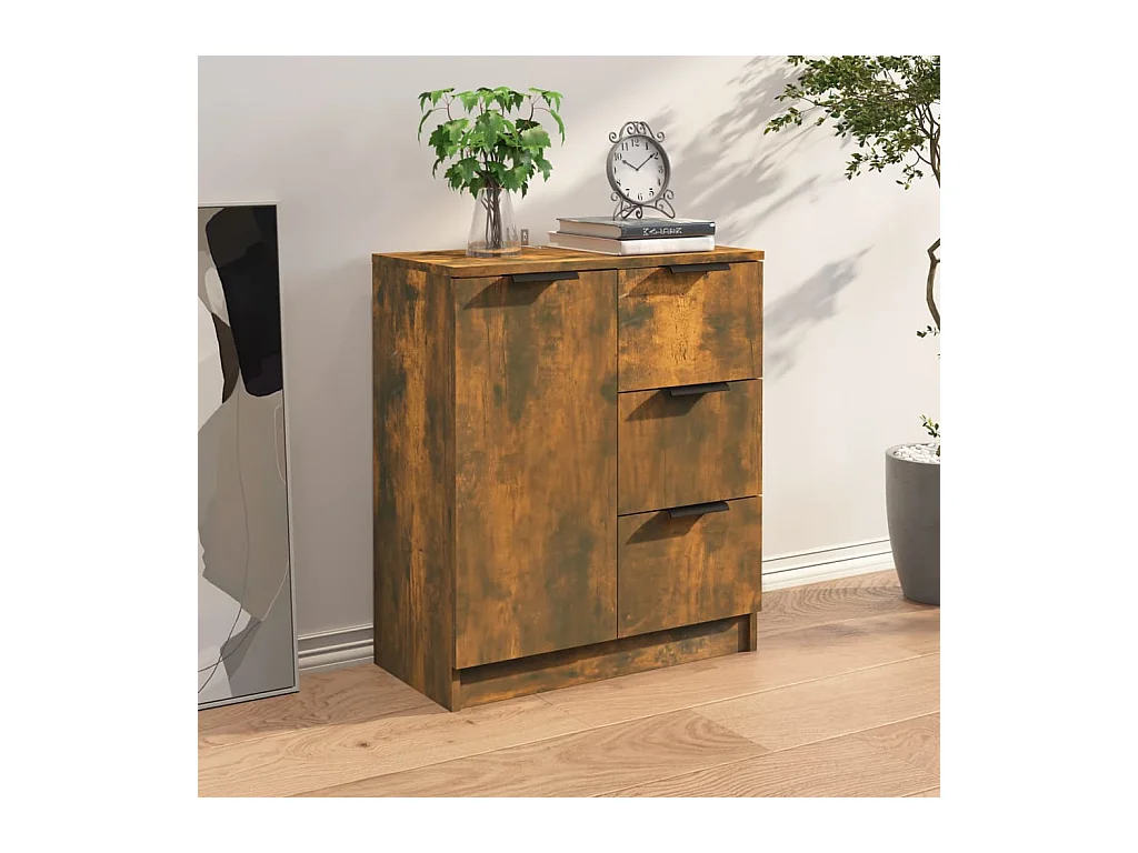 Buffet aparador cômoda armário unidade de armazenamento organizador cozinha sala sala 60 x 30 x 70 cm madeira trabalhada marrom 02_0030961