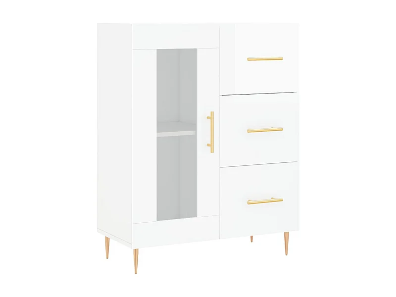 Aparador buffet cómoda armario mueble organizador cocina salón brillante 69,5 x 34 x 90 cm madera contrachapada blanco 02_0030711
