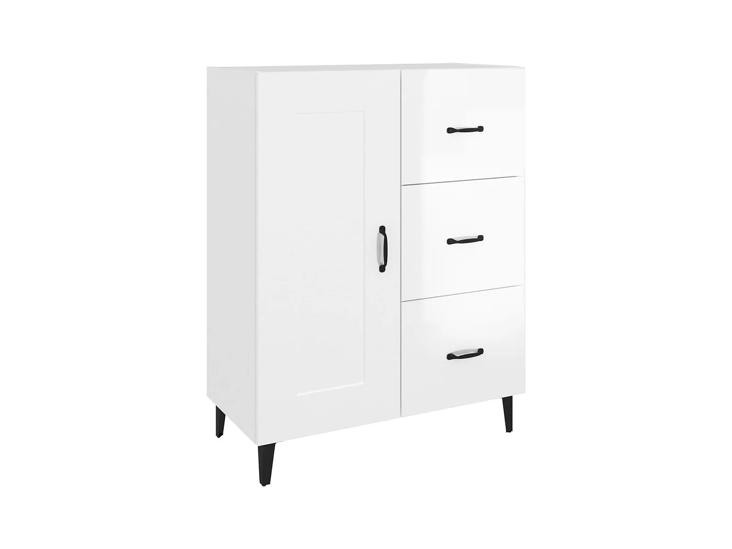 Aparador buffet cómoda armario mueble organizador cocina salón brillante 69,5 x 34 x 90 cm madera contrachapada blanco 02_0030752