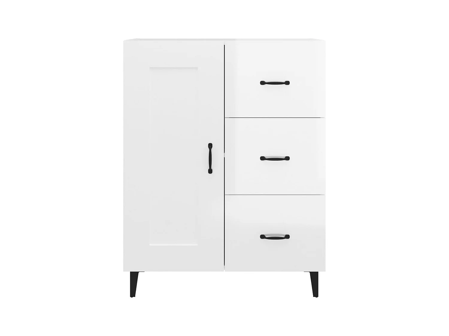 Aparador buffet cómoda armario mueble organizador cocina salón brillante 69,5 x 34 x 90 cm madera contrachapada blanco 02_0030752