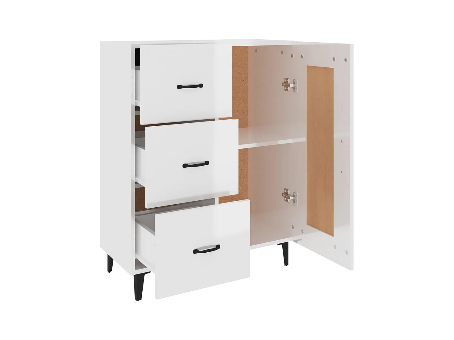 Aparador buffet cómoda armario mueble organizador cocina salón brillante 69,5 x 34 x 90 cm madera contrachapada blanco 02_0030752