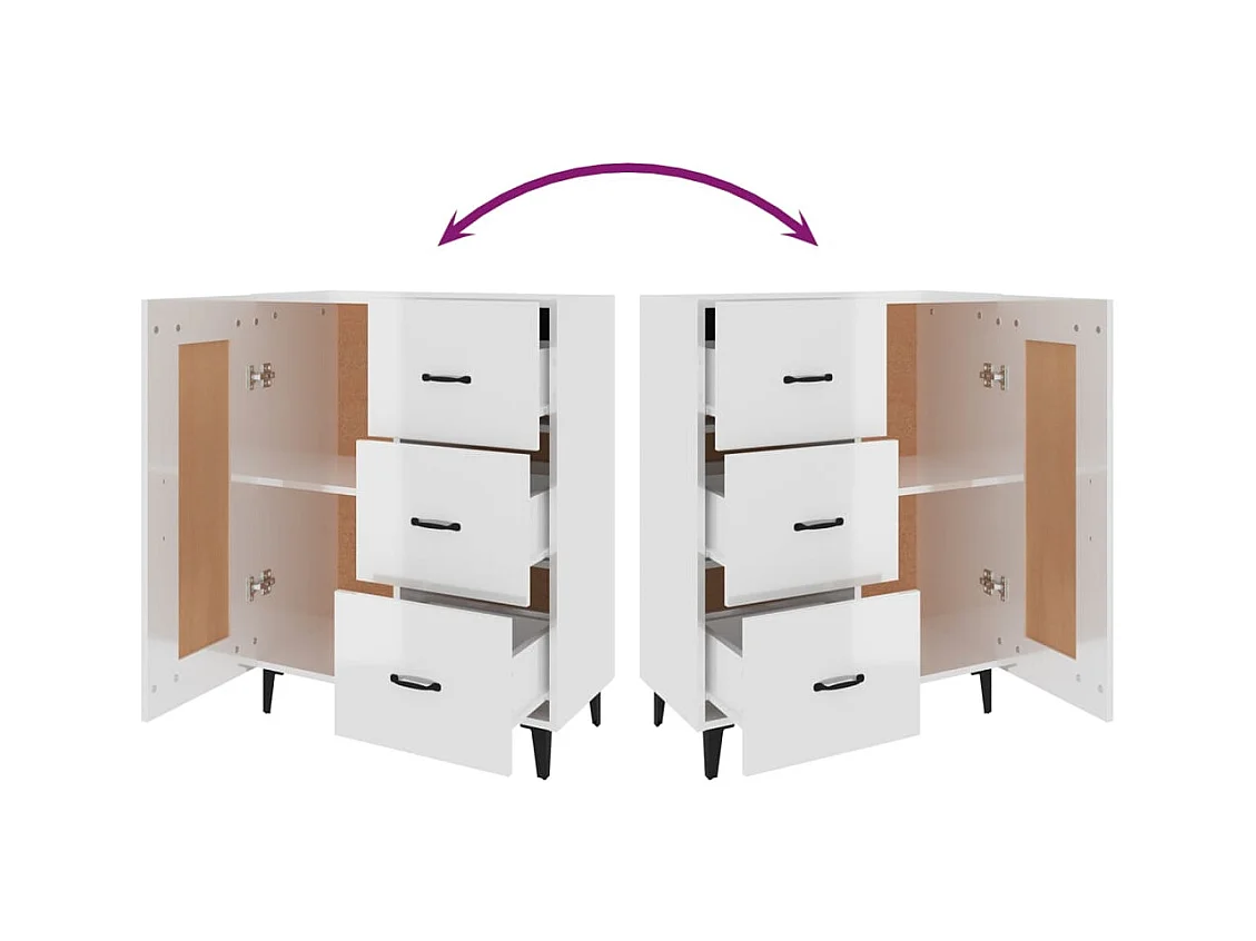 Aparador buffet cómoda armario mueble organizador cocina salón brillante 69,5 x 34 x 90 cm madera contrachapada blanco 02_0030752