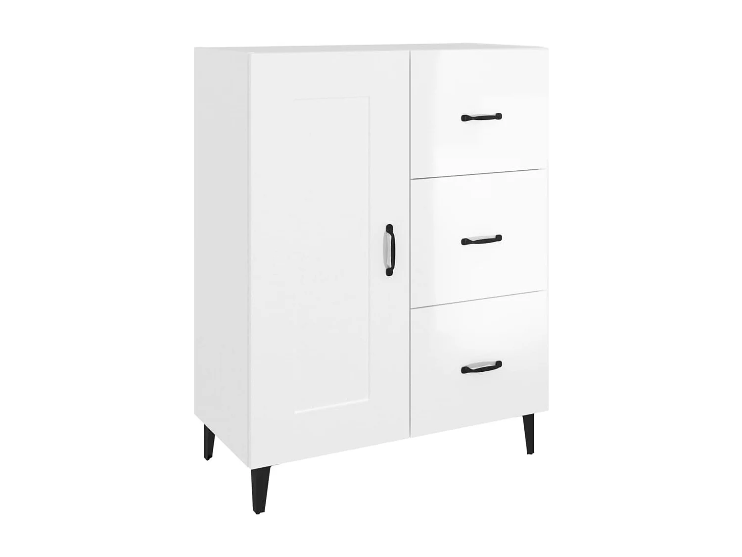 Buffet aparador cômoda armário unidade de armazenamento organizador cozinha sala brilhante 69,5 x 34 x 90 cm madeira trabalhada branca 02_0030752