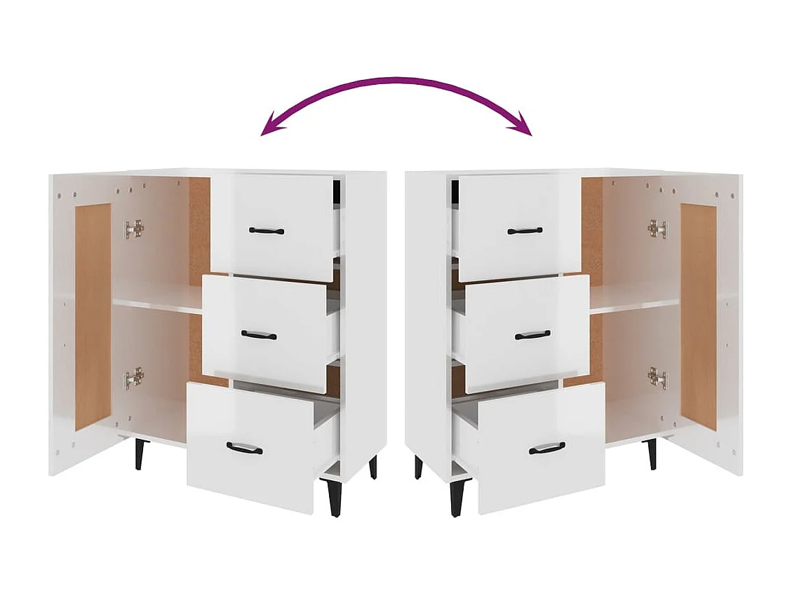 Buffet aparador cômoda armário unidade de armazenamento organizador cozinha sala brilhante 69,5 x 34 x 90 cm madeira trabalhada branca 02_0030752