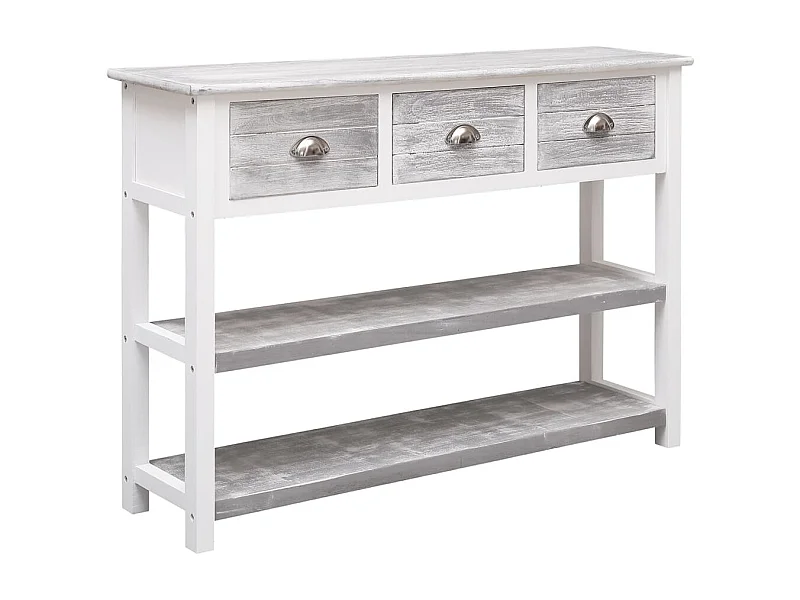 Credenza buffet cassettiera mobile contenitore organizer cucina soggiorno soggiorno antico 108 x 30 x 76 cm legno massiccio di Paulownia grigio 02_0031812