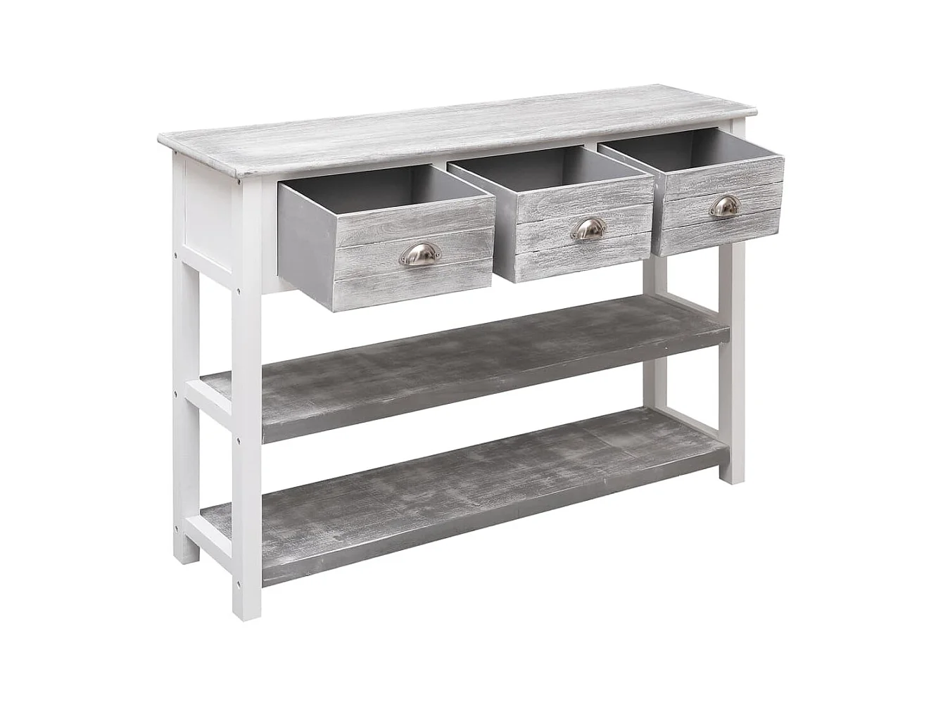 Credenza buffet cassettiera mobile contenitore organizer cucina soggiorno soggiorno antico 108 x 30 x 76 cm legno massiccio di Paulownia grigio 02_0031812