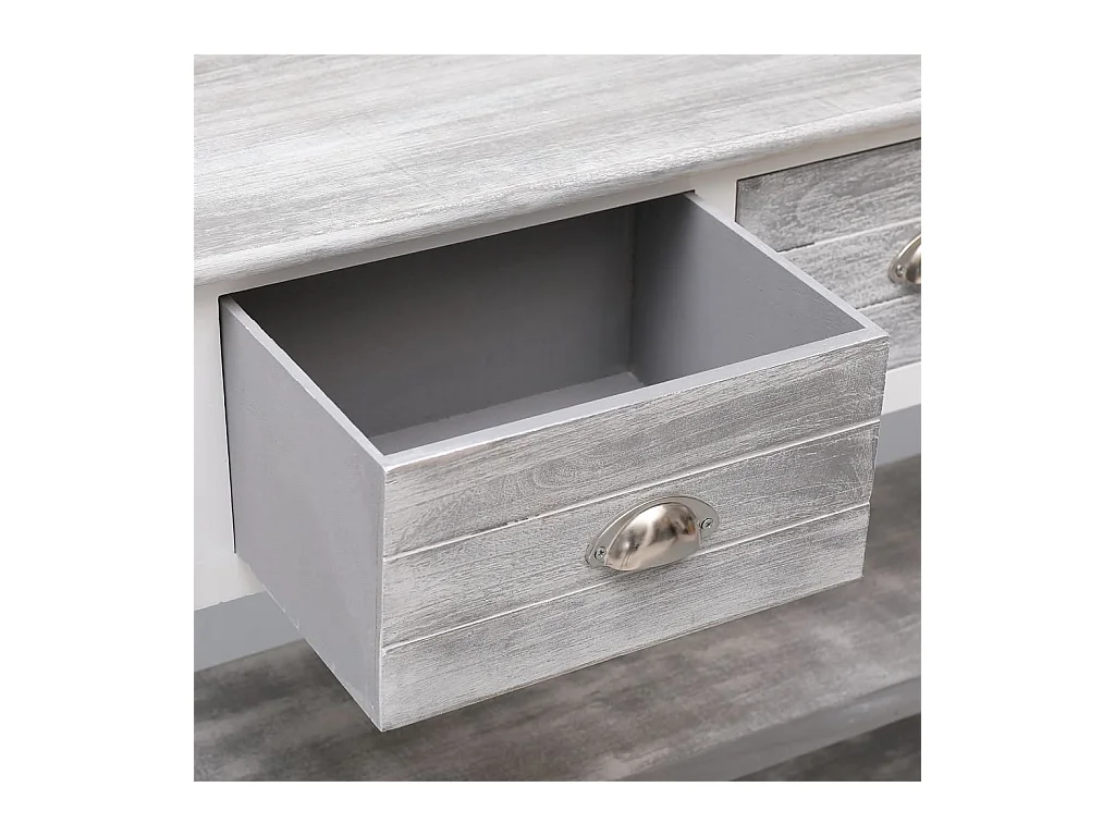 Credenza buffet cassettiera mobile contenitore organizer cucina soggiorno soggiorno antico 108 x 30 x 76 cm legno massiccio di Paulownia grigio 02_0031812