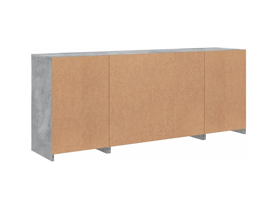 Credenza cassettiera armadio ripostiglio organizer cucina soggiorno soggiorno con luci a LED 163 x 37 x 67 cm Grigio 02_0029983