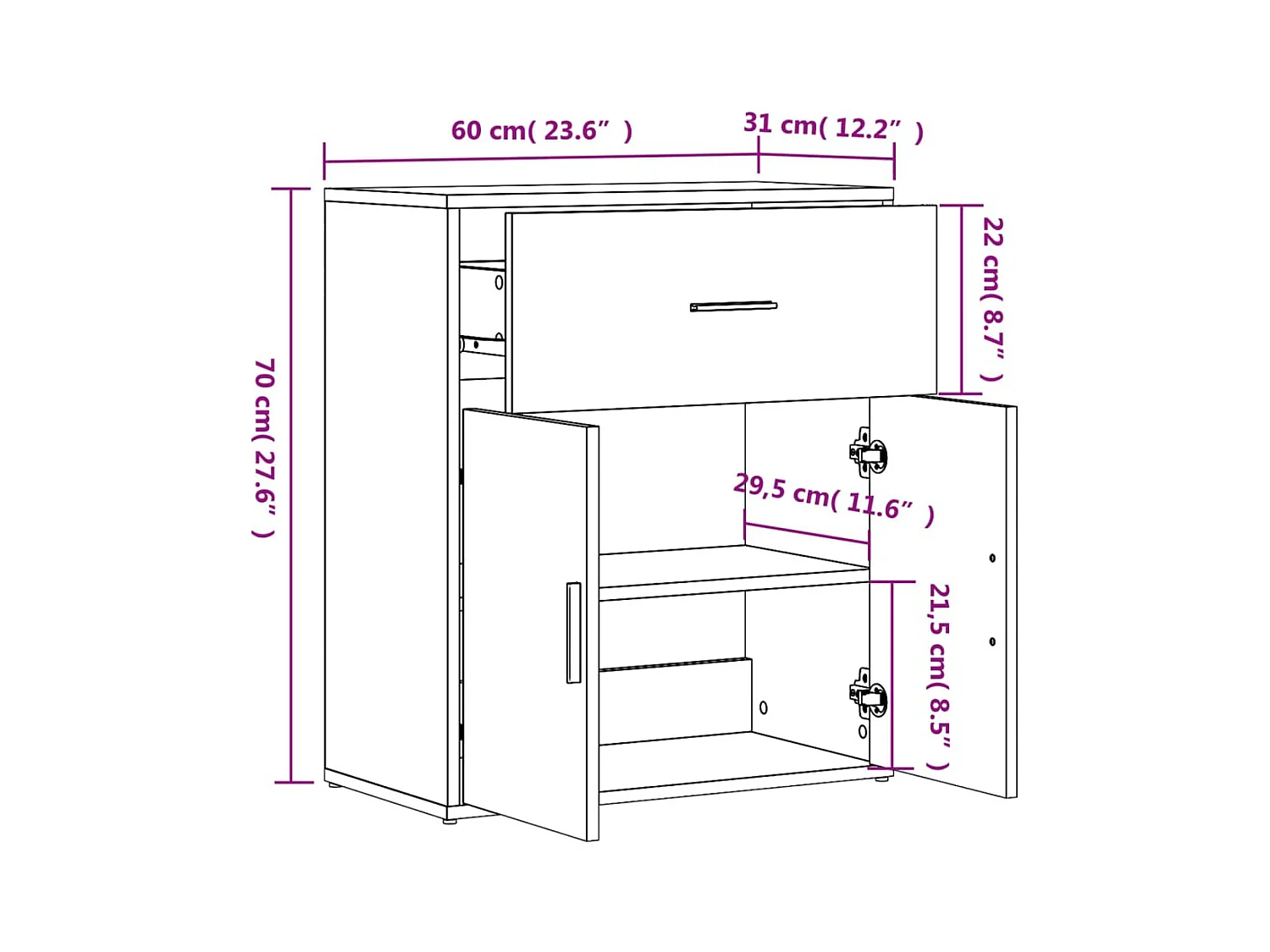 bahut commode armoire bois blanche 60 x 31 x 70 cm 02_0030341