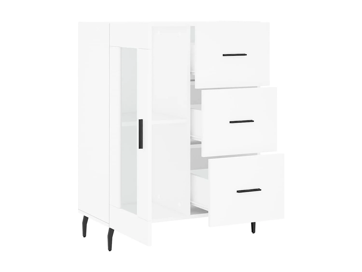 Aparador buffet cómoda mueble mueble de almacenaje organizador cocina salón salón 69,5 x 34 x 90 cm madera contrachapada blanco 02_0030475