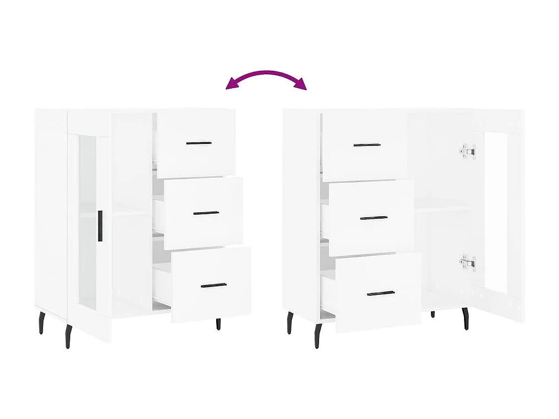 Aparador buffet cómoda mueble mueble de almacenaje organizador cocina salón salón 69,5 x 34 x 90 cm madera contrachapada blanco 02_0030475