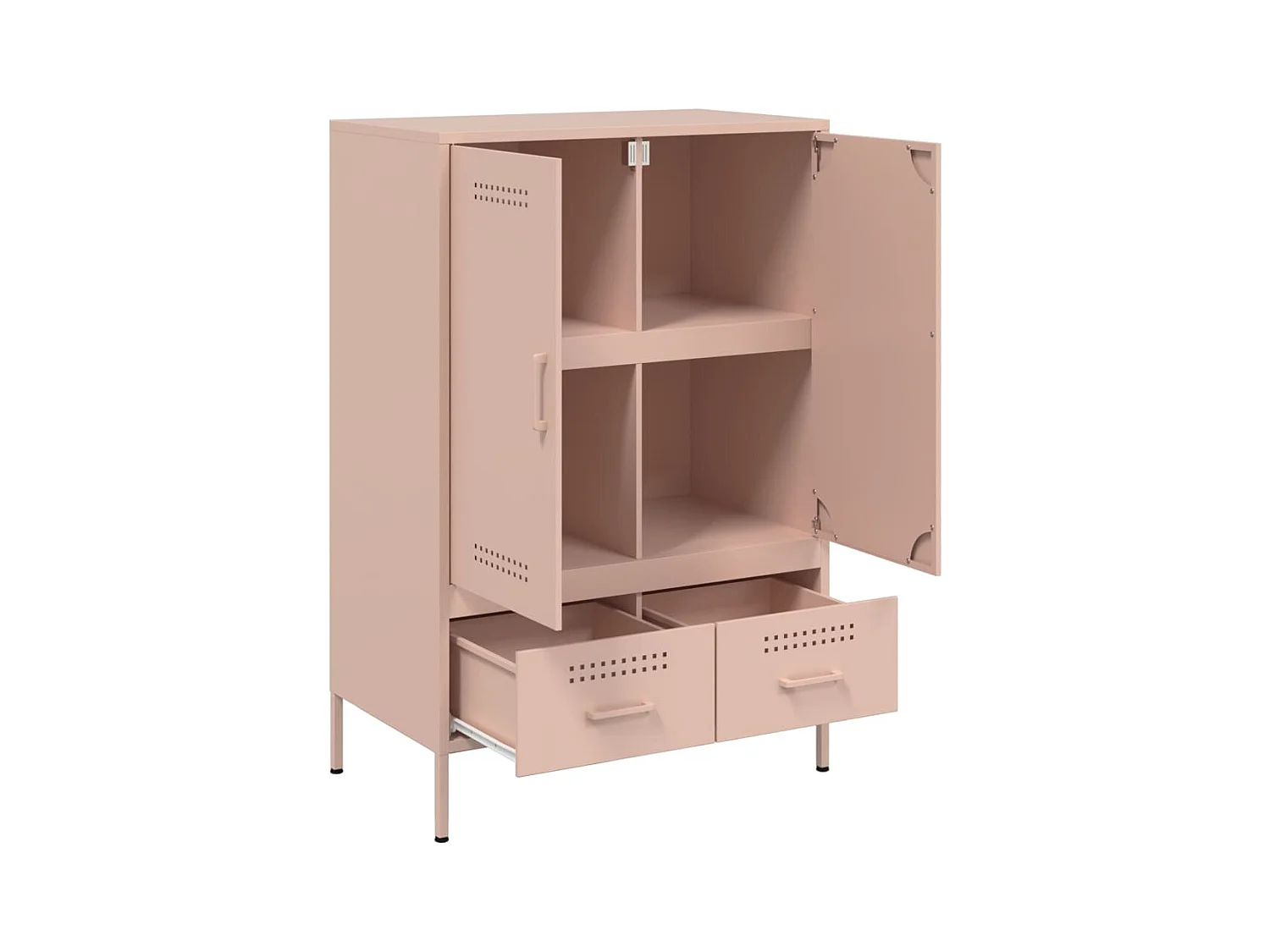 Aparador cómoda cómoda armario mueble organizador cocina salón salón alto 68 x 39 x 101,5 cm acero rosa 02_0035163