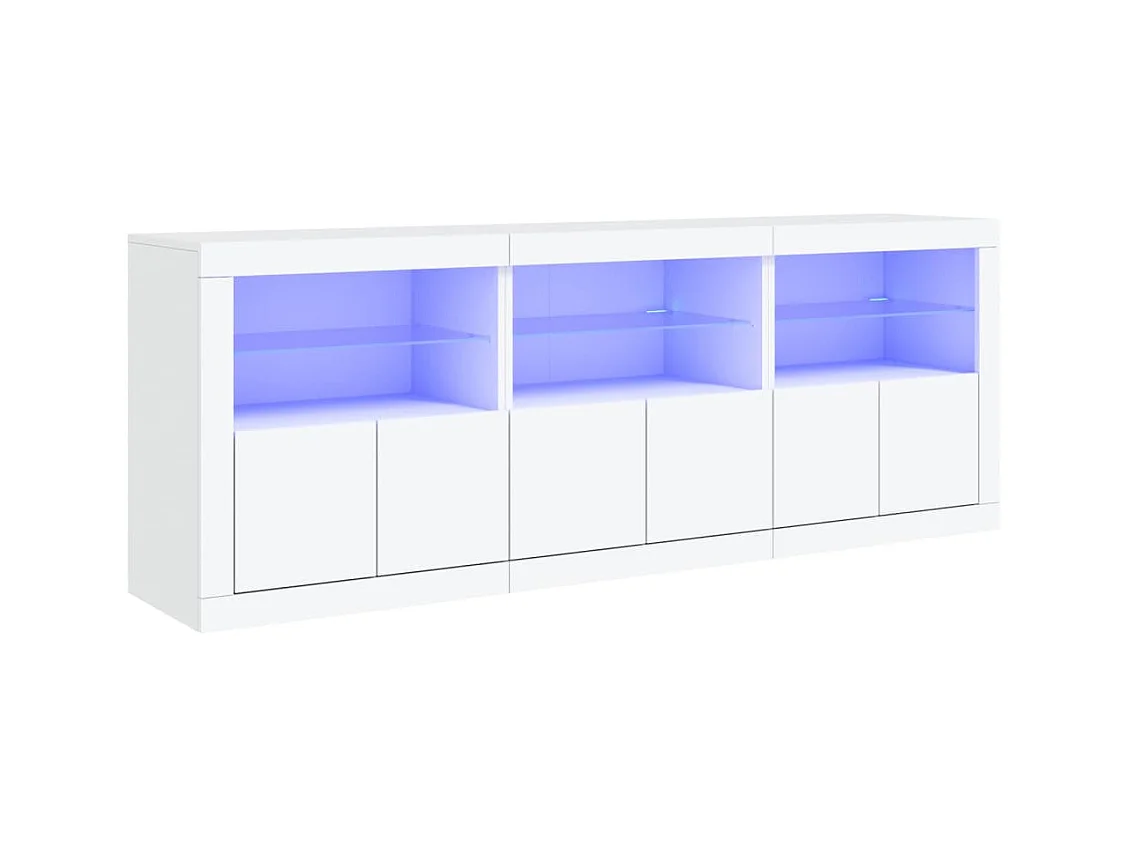 Credenza cassettiera cassettiera mobile contenitore organizer cucina soggiorno soggiorno con luci a LED 181,5 x 37 x 67 cm bianco 02_0029840