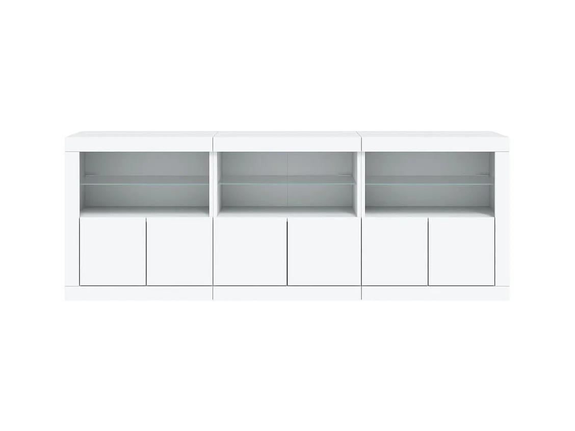 Credenza cassettiera cassettiera mobile contenitore organizer cucina soggiorno soggiorno con luci a LED 181,5 x 37 x 67 cm bianco 02_0029840