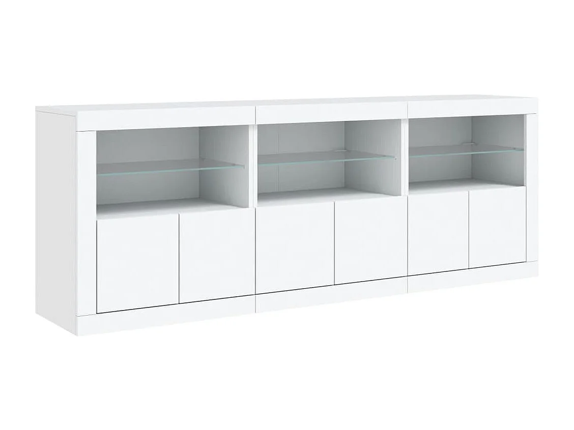 Credenza cassettiera cassettiera mobile contenitore organizer cucina soggiorno soggiorno con luci a LED 181,5 x 37 x 67 cm bianco 02_0029840