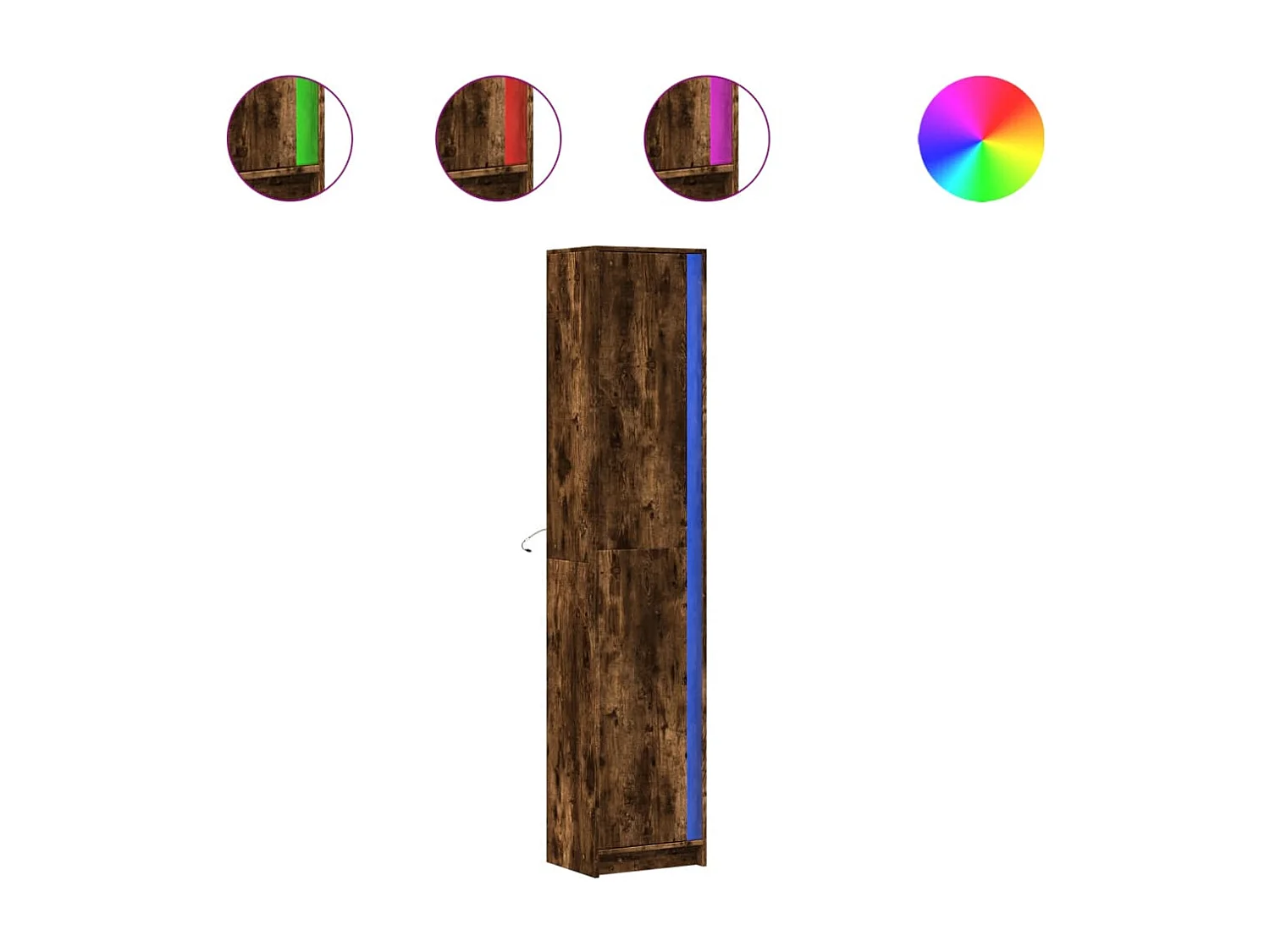 Aparador aparador cómoda armario mueble organizador cocina salón salón alto LED 41,5 x 32,5 x 200 cm madera contrachapada marrón 02_0034742