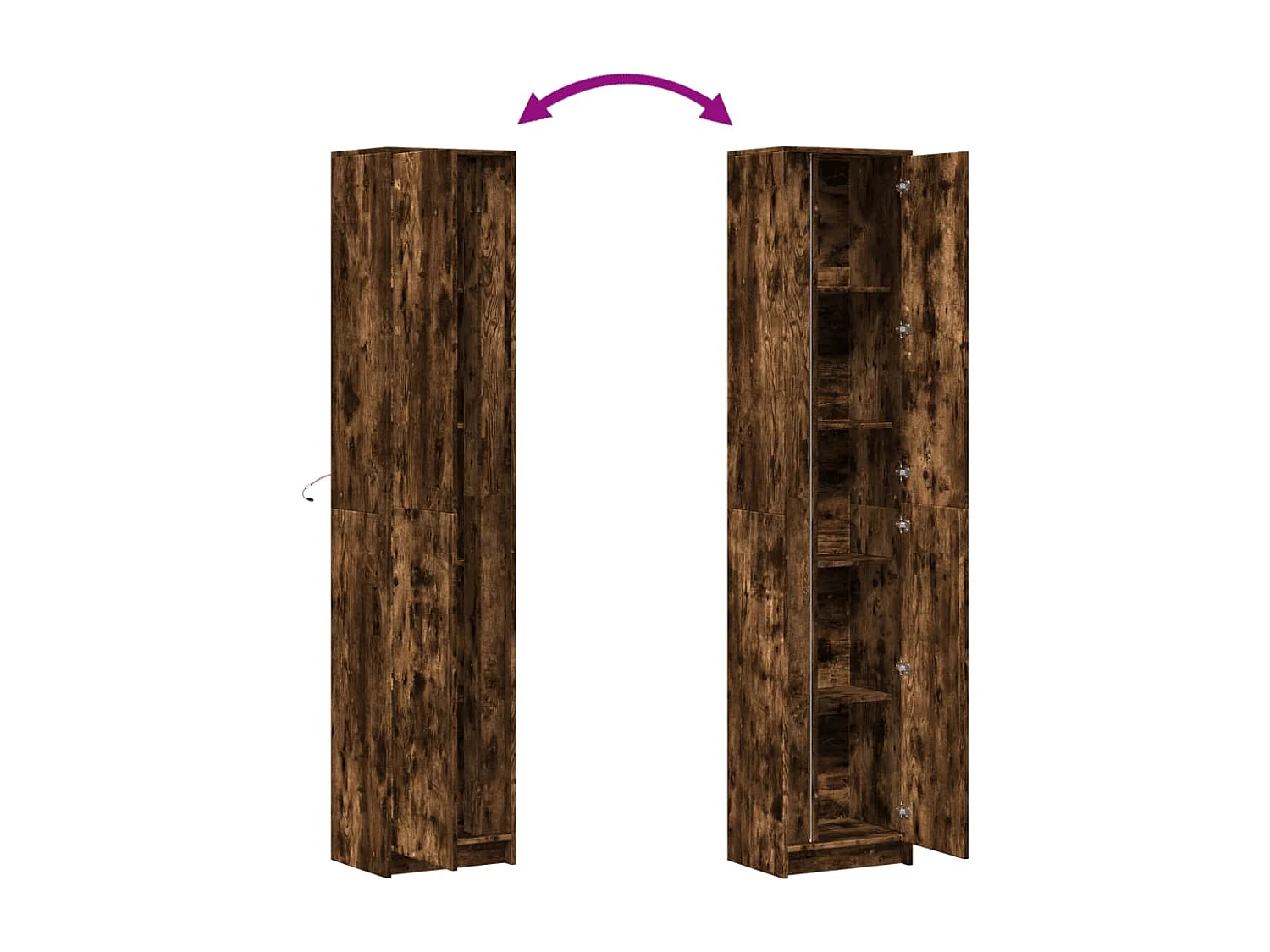 Aparador aparador cómoda armario mueble organizador cocina salón salón alto LED 41,5 x 32,5 x 200 cm madera contrachapada marrón 02_0034742