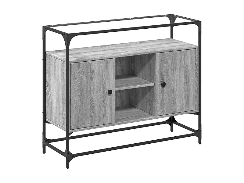 Credenza Credenza Comò Armadietto Organizzatore Cucina Soggiorno Soggiorno con piano in vetro Sonoma MDF Grigio 02_0029768