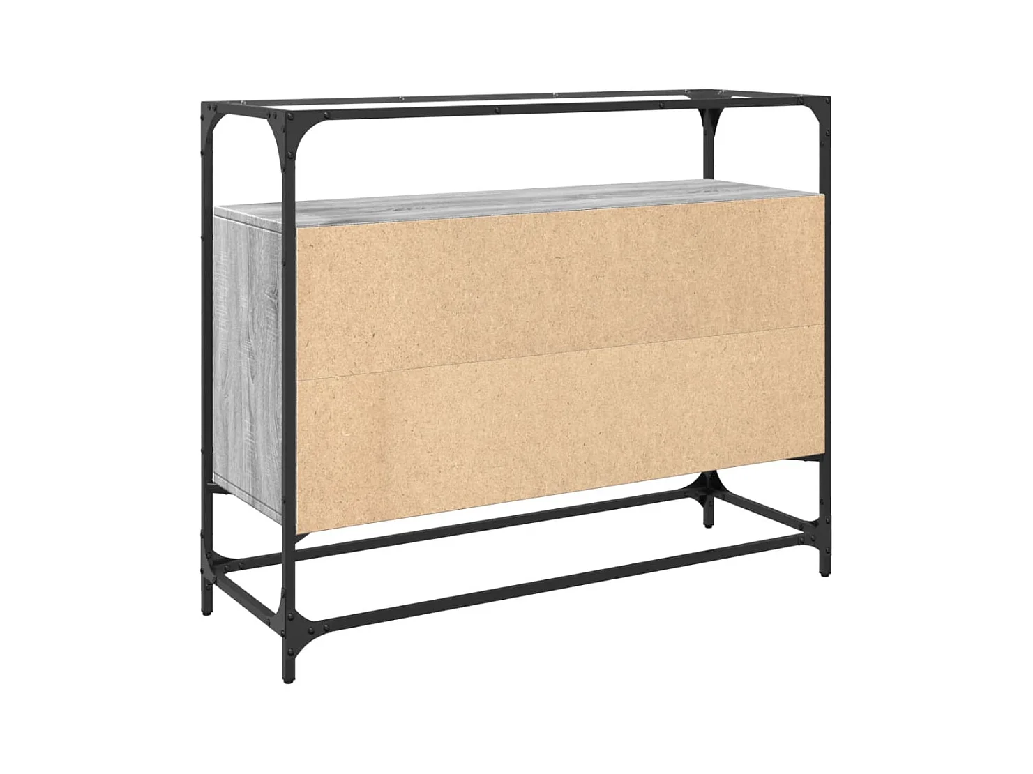 Credenza Credenza Comò Armadietto Organizzatore Cucina Soggiorno Soggiorno con piano in vetro Sonoma MDF Grigio 02_0029768