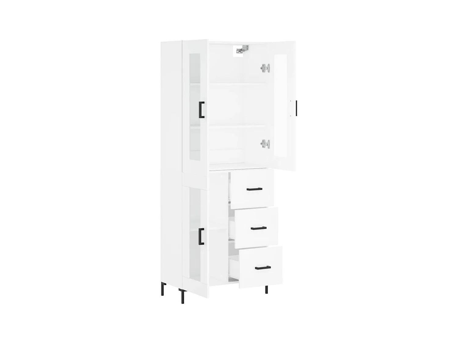 Aparador buffet cómoda armario mueble organizador cocina salón salón alto 69,5 x 34 x 180 cm madera contrachapada blanco 02_0032640