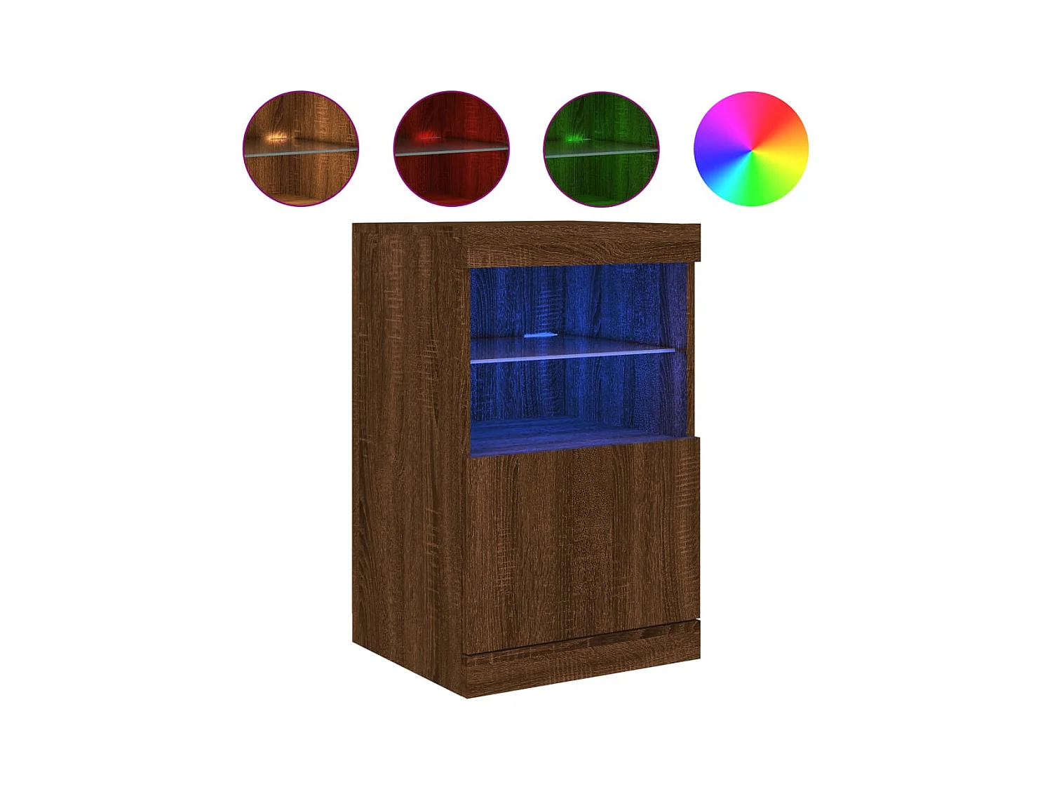 Aparador cómoda cómoda armario mueble organizador cocina salón salón con luces LED 41 x 37 x 67 cm marrón 02_0029924