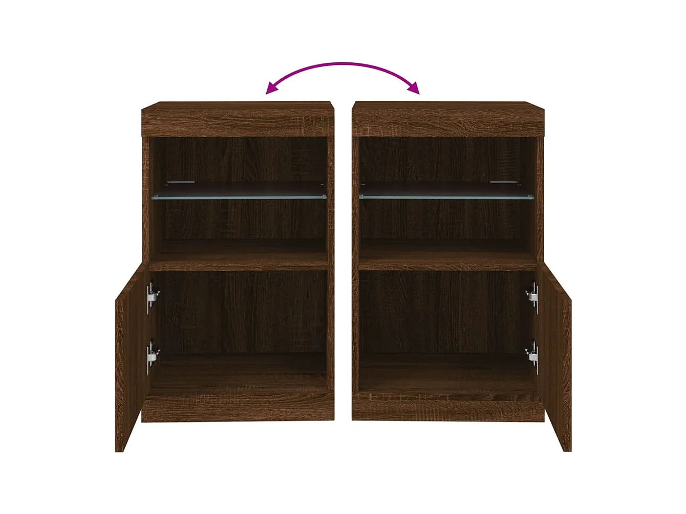 Aparador cómoda cómoda armario mueble organizador cocina salón salón con luces LED 41 x 37 x 67 cm marrón 02_0029924