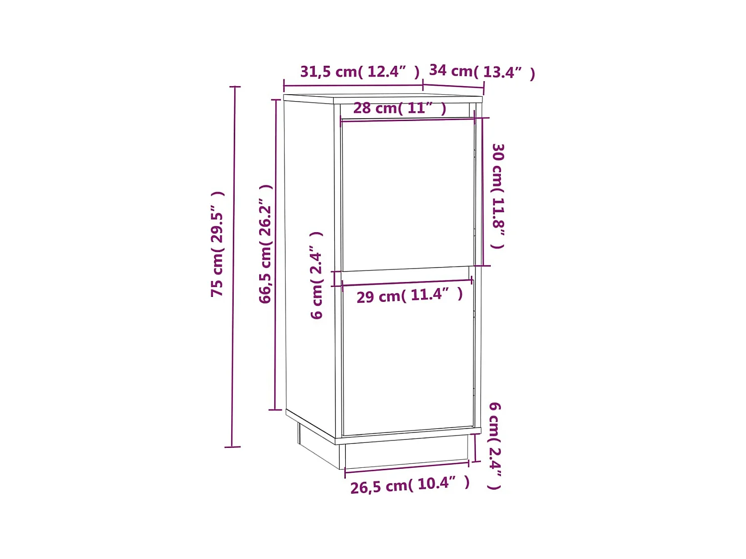 bahut commode armoire bois marron 31.5 x 34 x 75 cm 02_0036635