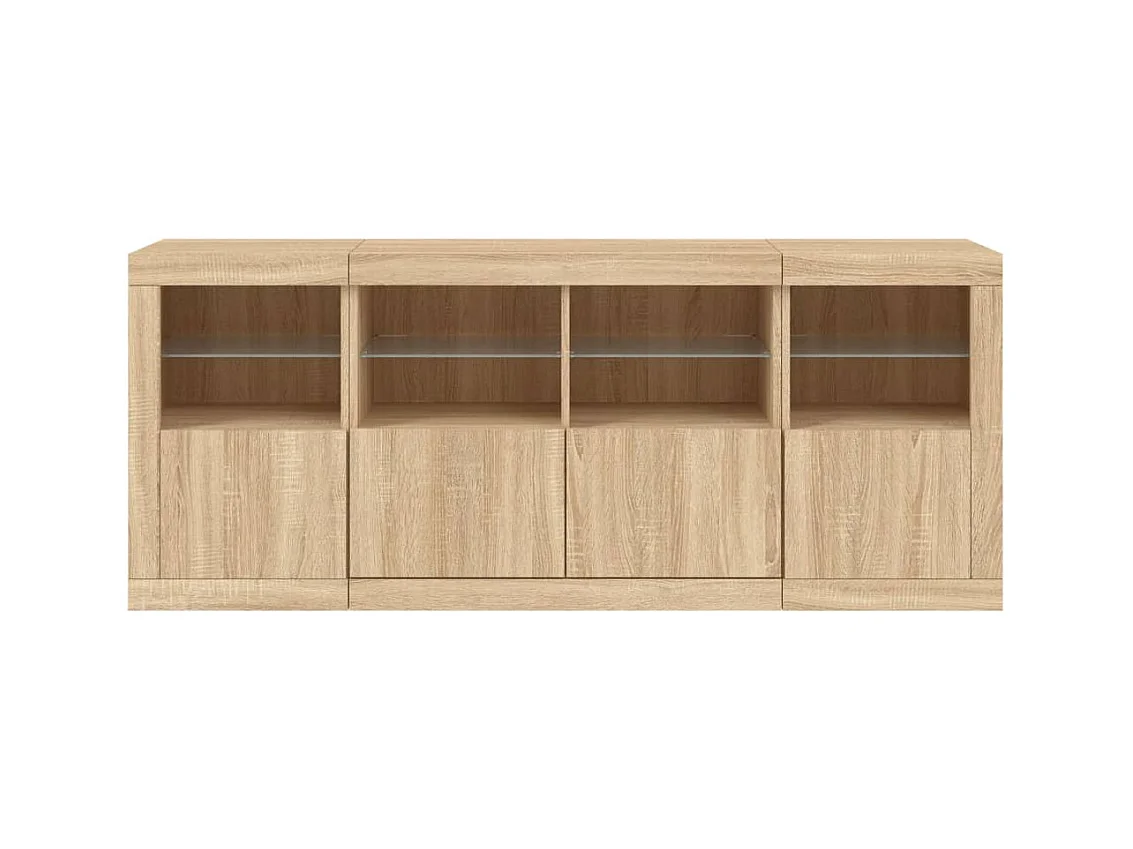 Buffet aparador cômoda armário organizador de unidade cozinha sala sala com luzes LED sonoma 163 x 37 x 67 cm marrom 02_0029944