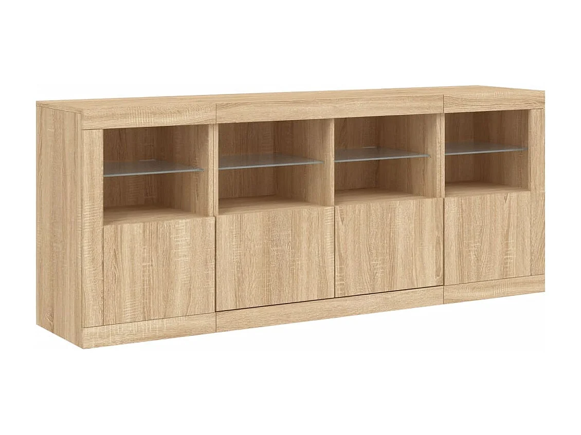 Buffet aparador cômoda armário organizador de unidade cozinha sala sala com luzes LED sonoma 163 x 37 x 67 cm marrom 02_0029944
