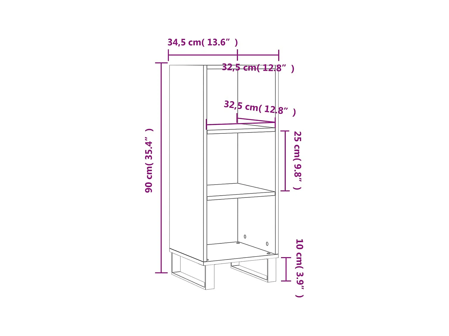 bahut commode armoire bois blanche 34.5 x 32.5 x 90 cm 02_0030232