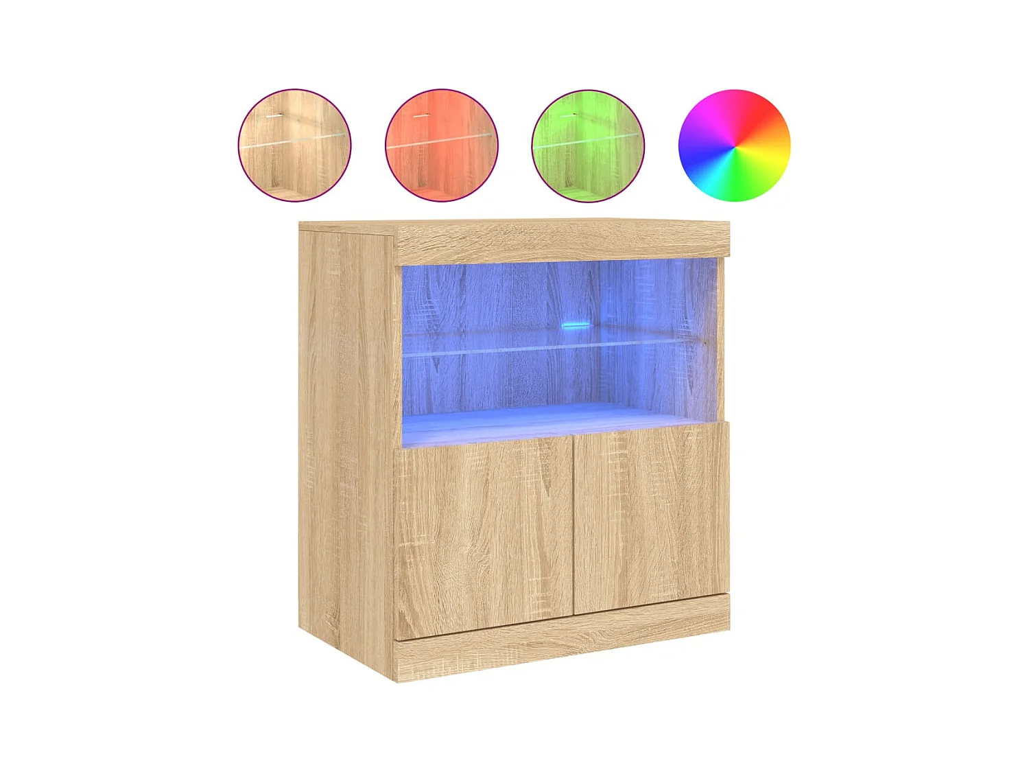 Aparador buffet cómoda armario mueble organizador cocina salón salón con luces LED Sonoma 60 x 37 x 67 cm marrón 02_0029967