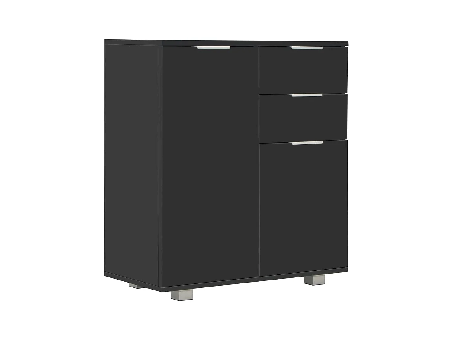 Aparador buffet cómoda mueble almacenaje organizador cocina salón brillante 71 x 35 x 80 cm madera contrachapada negro 02_0036167