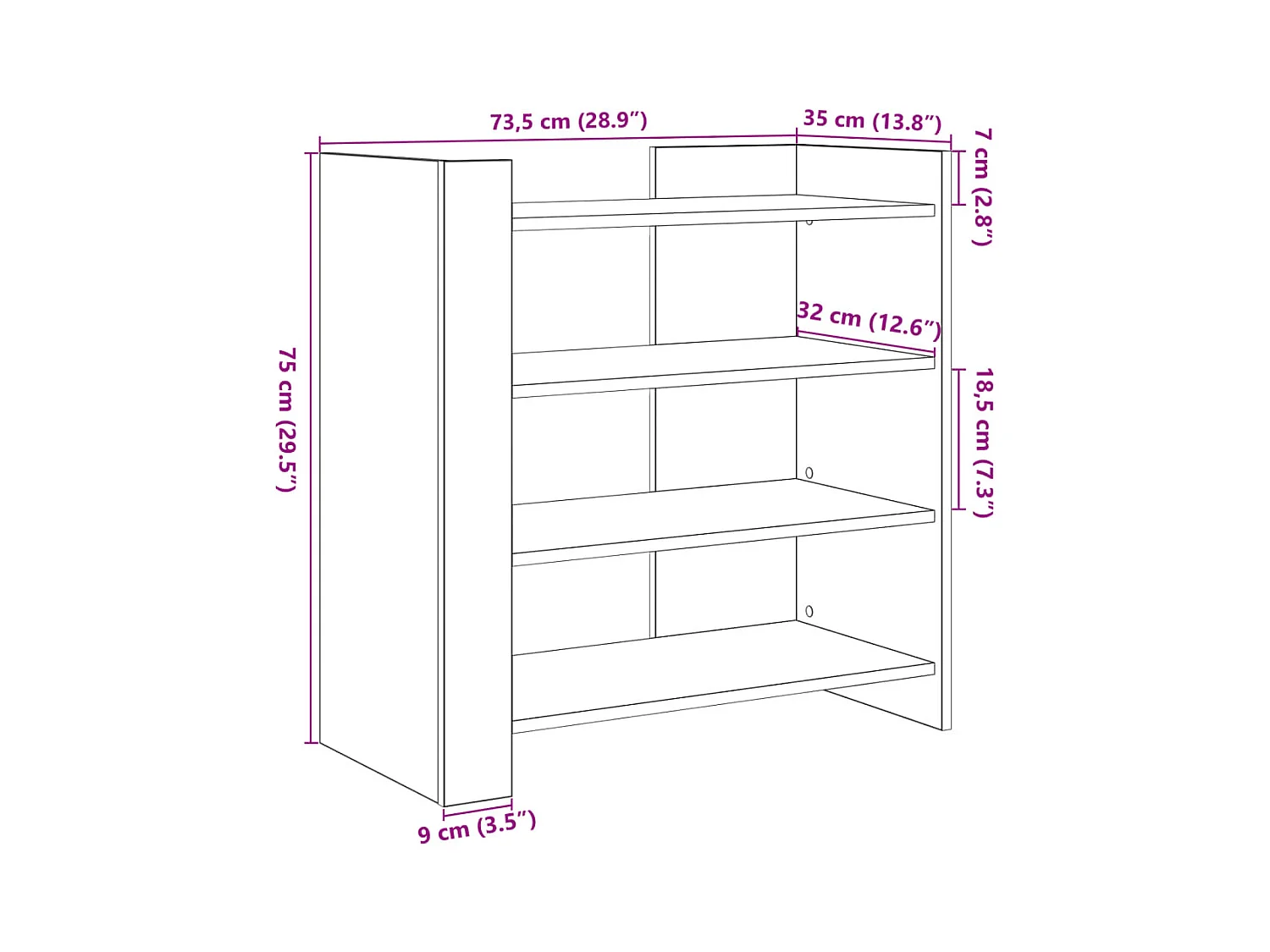 bahut commode armoire bois blanche 73.5 x 35 x 75 cm 02_0030500
